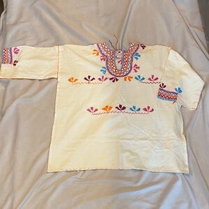 Traditional Hand-Embroidered Mexican Tunic